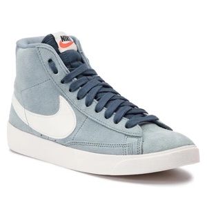 Nike high tops in pale blue- Chaussures Blazer Mid Vintage Suede AV9376 002 Bleu